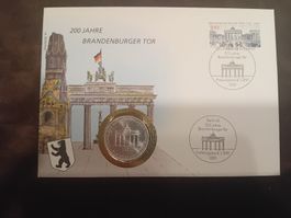 Muenzbrief Silber - 200 Jahre Brandenburger Tor