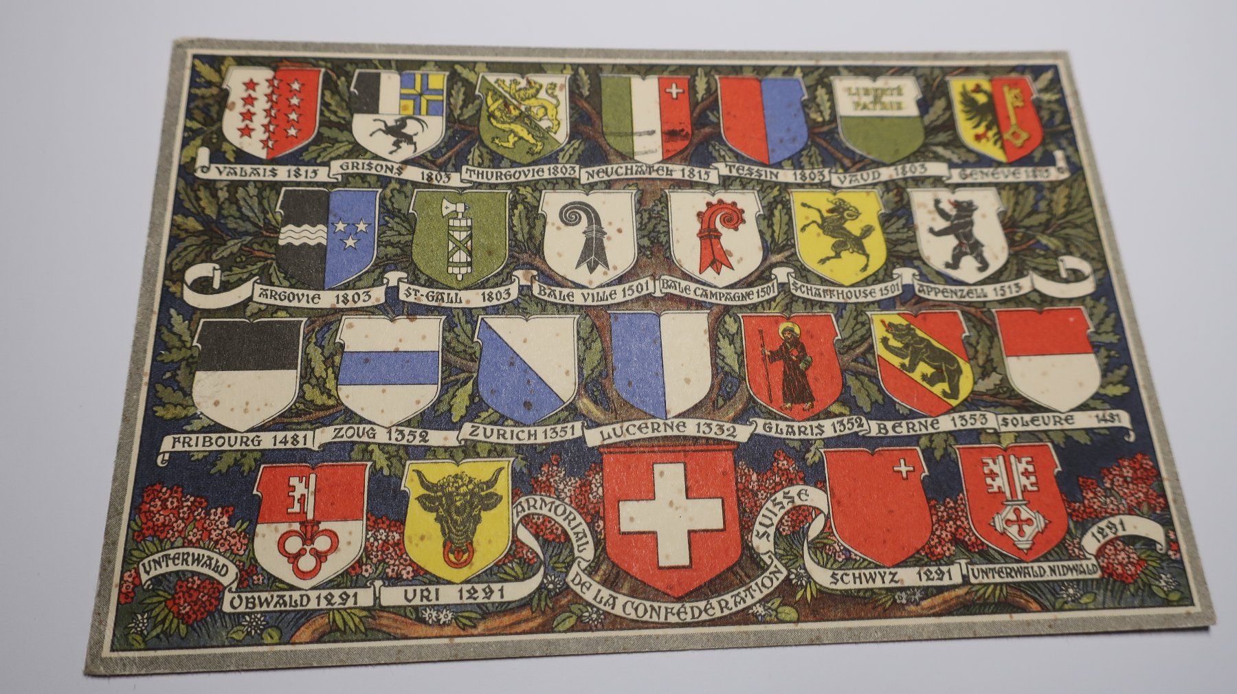 Cartoline postali: Blasons des cantons Suisse 1947 – Usato da Cormoret venduto da Pascalll2001 1