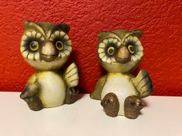 Susses Eulen-Pärchen aus Keramik,