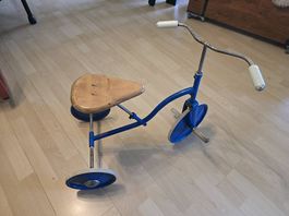 Vintage Kinder Dreirad, blau/holz, Top Zustand, Retro