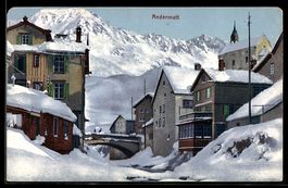 AK Andermatt, Ortspartie im Schnee