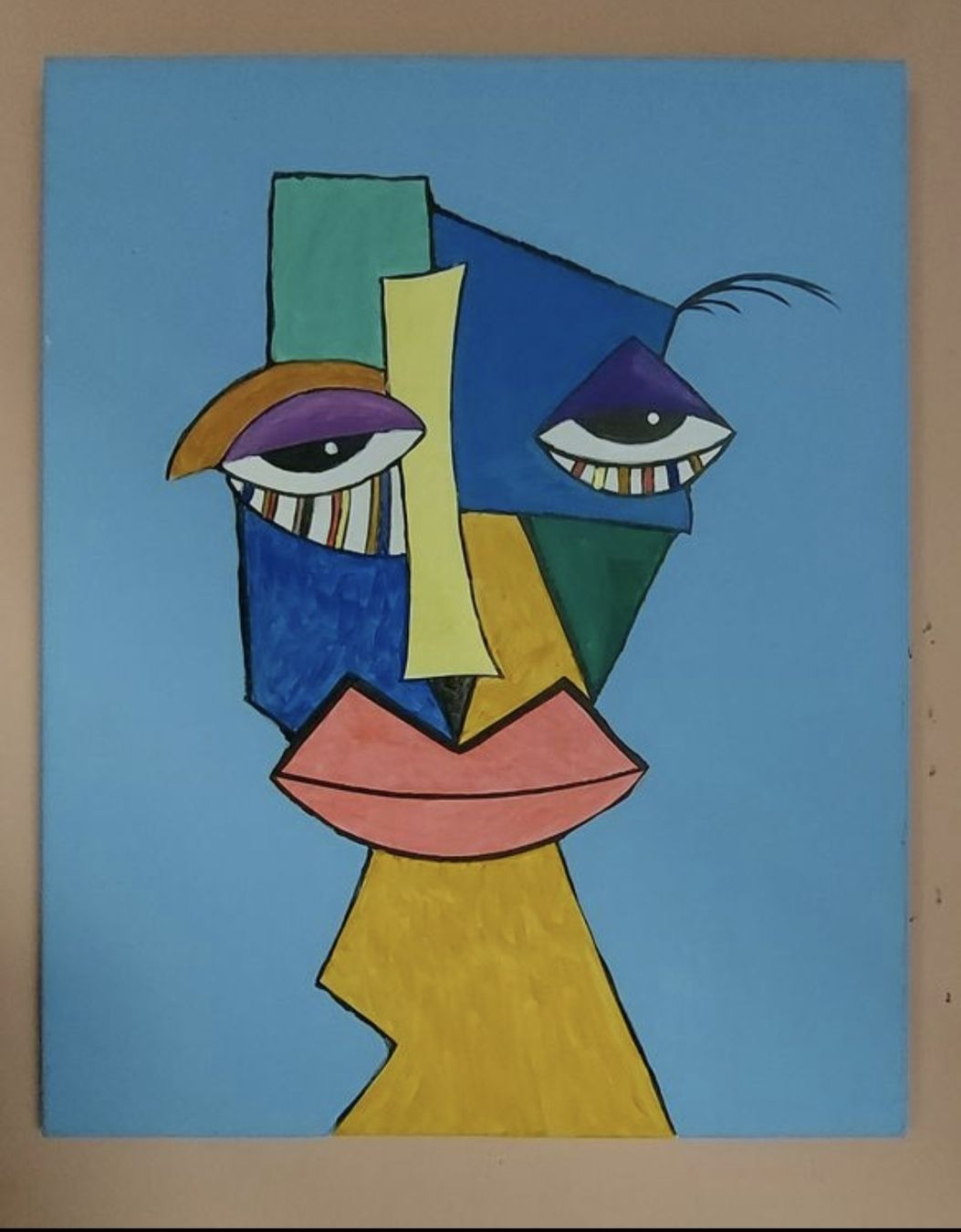 Tableaux: Original Acrylgemälde "Gesicht" handmade 40×50 – Neuf (Voir description) à Riehen par Steinbock1970