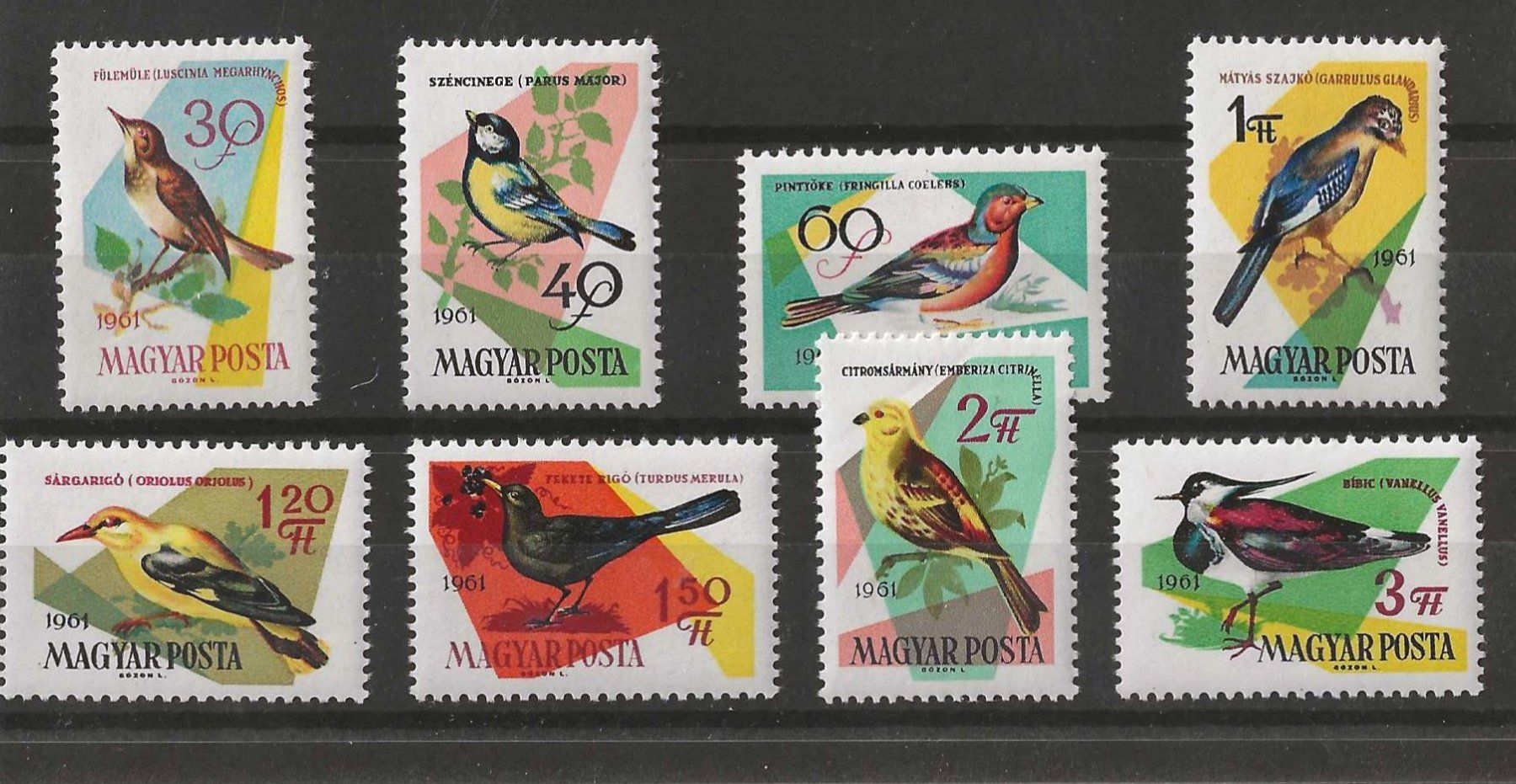 Alle Briefmarken: Serie Vögel (Magyar)Postfrisch ** – Gebraucht aus Zürich von Philacat11