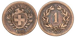1 Rappen von 1855 (sehr schön)