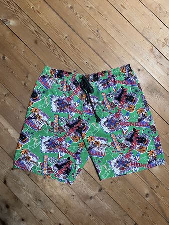 Shorts da bagno vintage, anni '90, motivo Hawaii. Perfetti!