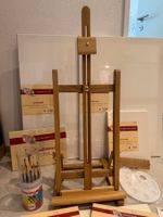 Künstlerset: Staffelei, Leinwände, Acryl- & Ölfarben, Pinsel