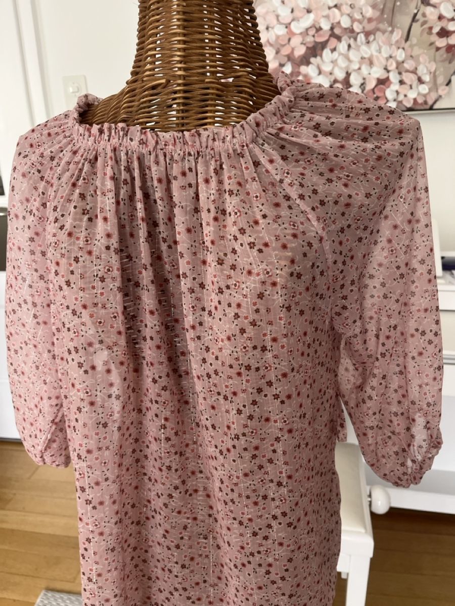Camicette: Bluse mit Blumenmuster, Silberstreifen, 38 – Usato da Solothurn venduto da Bobesch08
