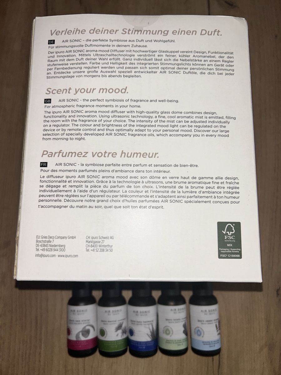 Ipuro Duftöldiffusoren: Air Sonic Diffuser von ipuro mit 5 Duftöle, neuwertig – Neu und originalverpackt aus Basel von Pedrog7mes 2