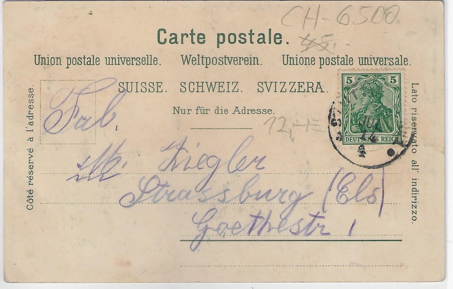 Cartoline postali: Saluti da Bellinzona - Mondschein-Litho – Antico da Ettingen venduto da Kartenplanet 1