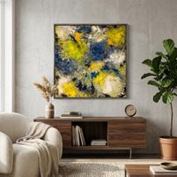 XL Große Blaue Abstrakte Gemälde Bild 70x70x1,5cm