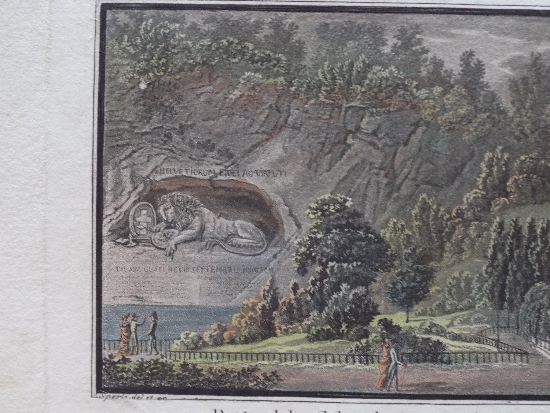Gravures: Luzern Löwendenkmal koloriert – D'occasion à Risch par Antikfee 3