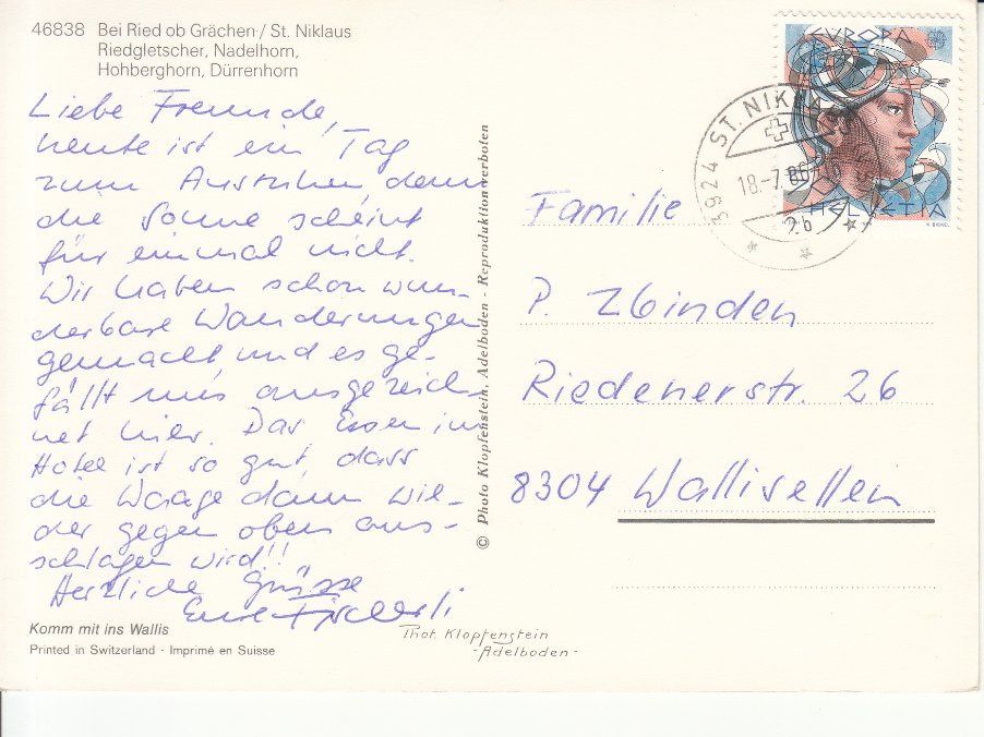 Ansichtskarten: Ried 1986 – Gebraucht aus Bürglen TG von StampGraf 1
