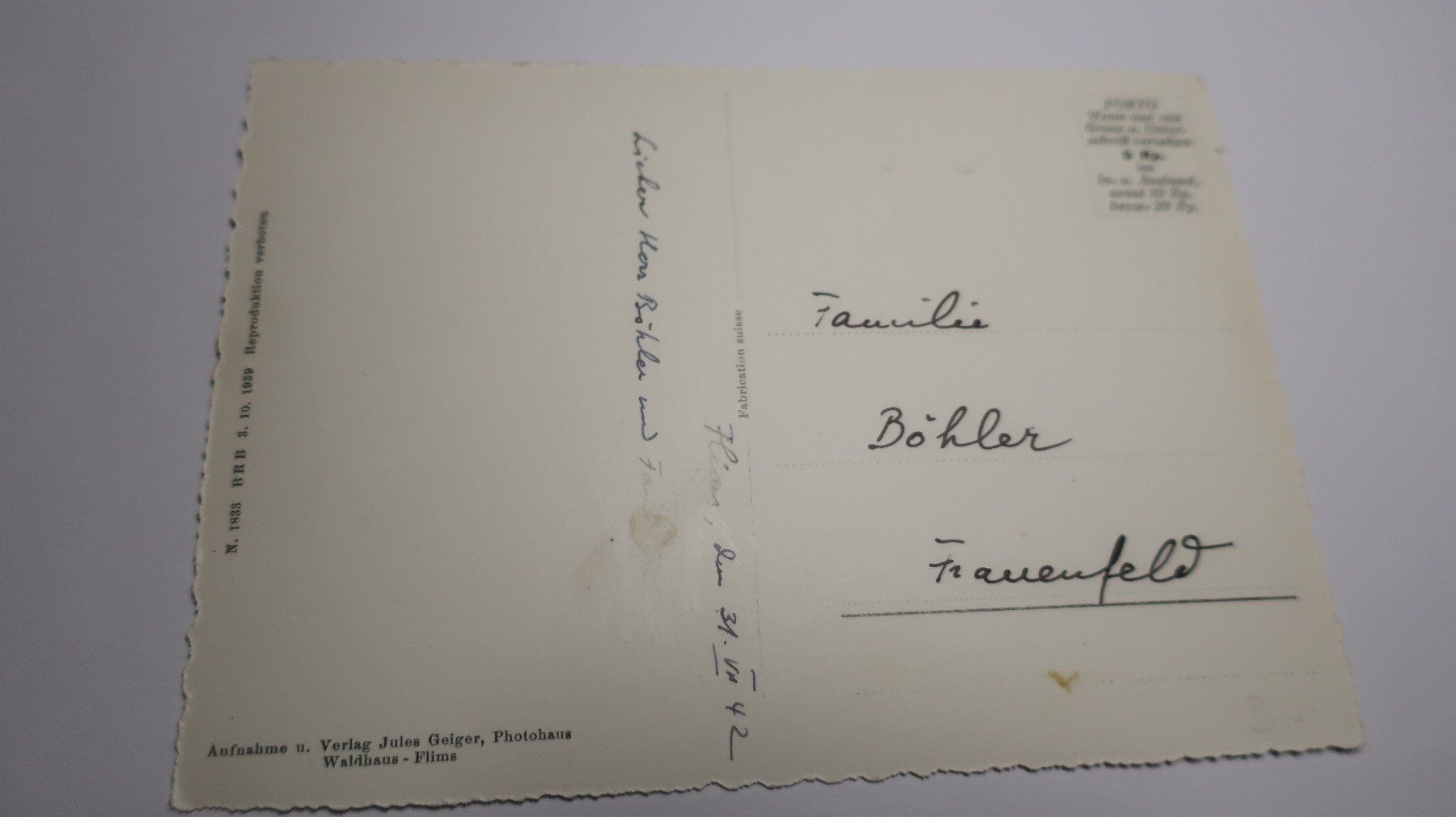Cartoline postali: Flims-Dorf mit Flimserstein N° 2226 – Usato da Cormoret venduto da Pascalll2001 3