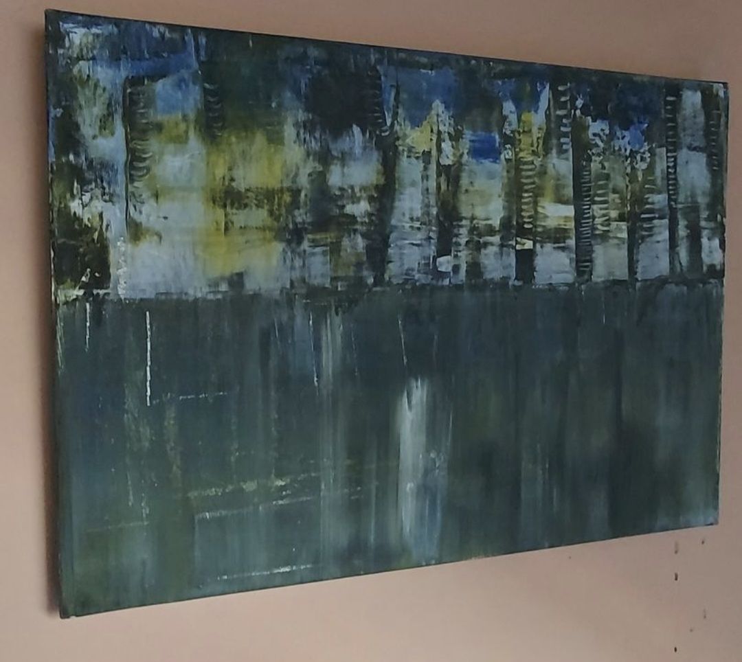 Gemälde: Gemälde "Abstrakte Stadt" handmade 46×33 – Neu (gemäss Beschreibung) aus Riehen von Steinbock1970 1