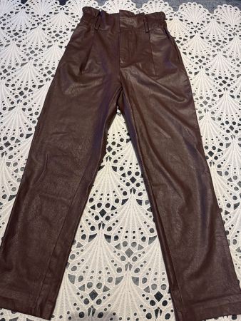 Lederlook Hose Braun Gr XS Herbst Frühling
