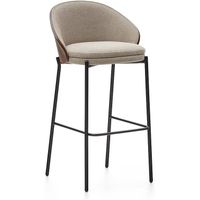Kave Home Barhocker Eamy Stoff hellbraun Nussbaumfinish SH77