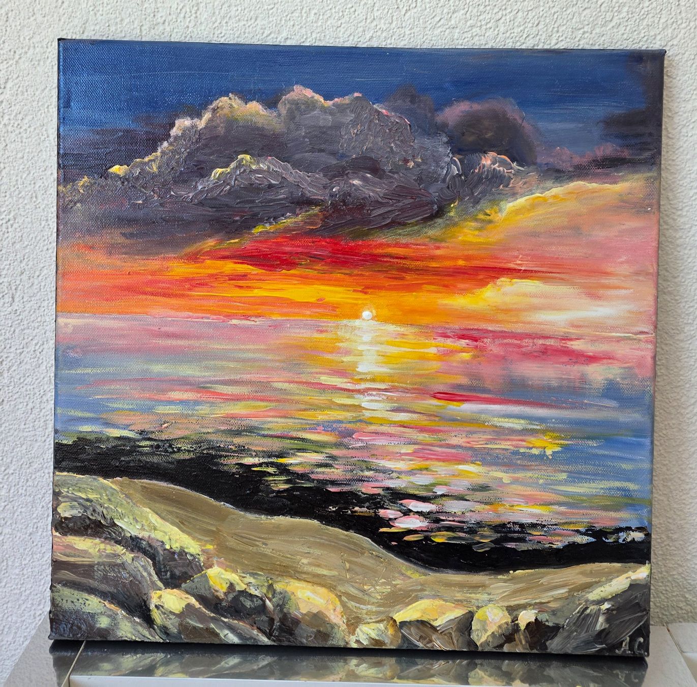 Gemälde: Tableaud'art"Coucher de soleil orageux" – Neu und originalverpackt aus Sierre von AlinaArtValais
