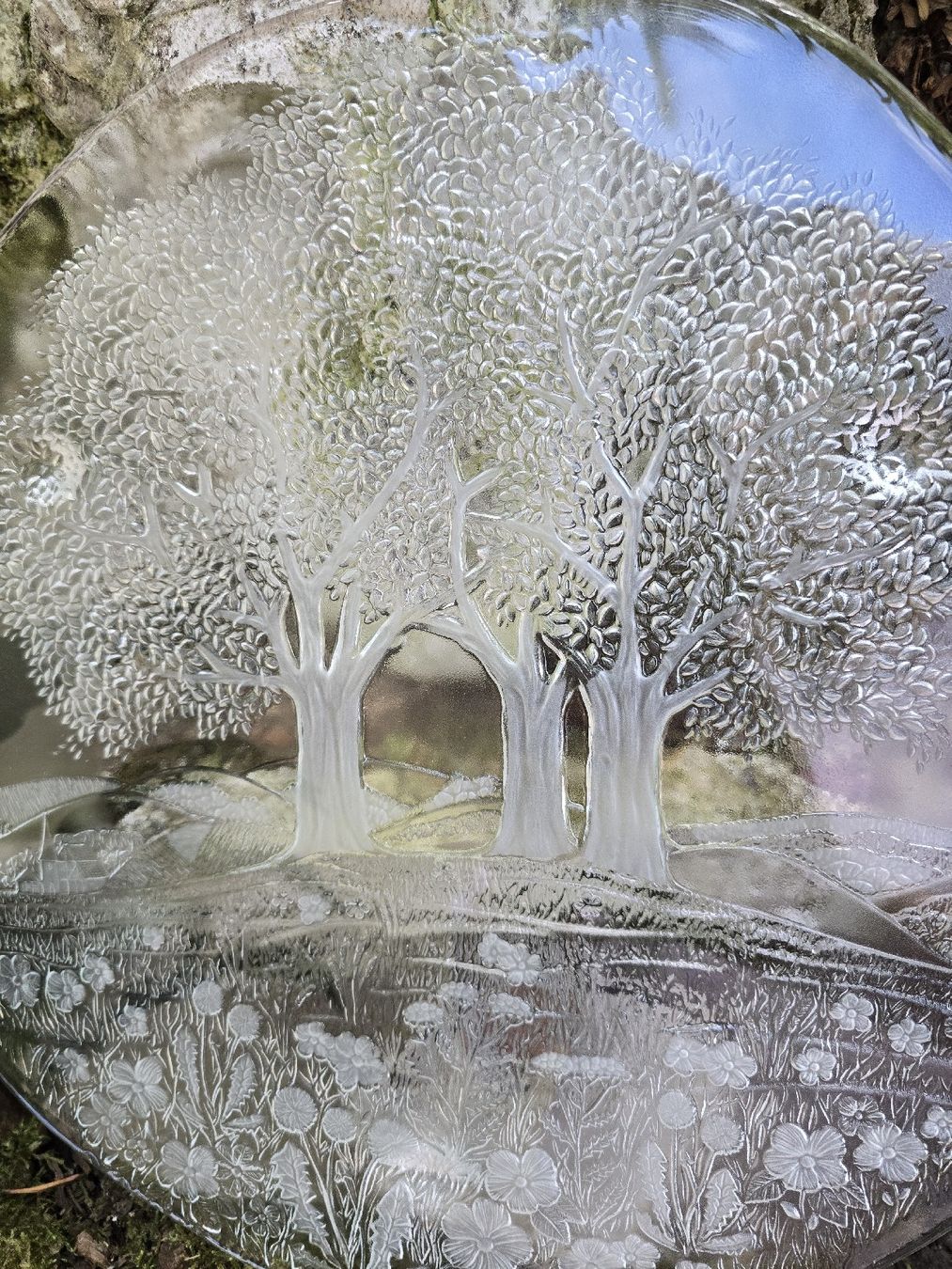 Glasi Hergiswil Plateaux: Glasplatte Hergiswil mit Baumrelief  – D'occasion à Walkringen par Vanuca 2