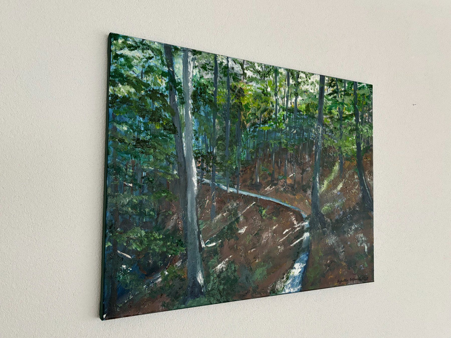 Dipinti: Gemälde Waldweg mit Sonnenstrahlen - Öl auf Leinwand – Nuovo (secondo la descrizione) da Cham venduto da Felha 3