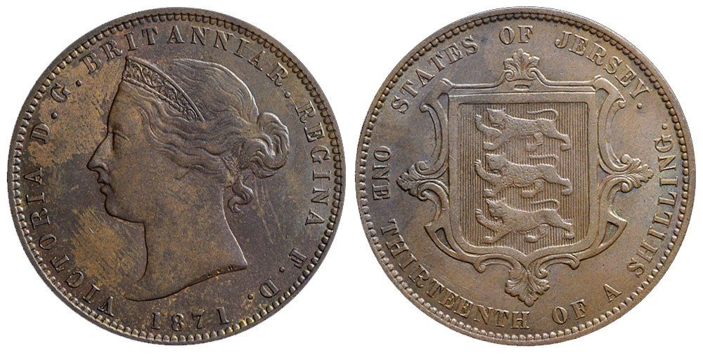 Tutti le monete: Jersey, 1/13 Shilling 1871 – Usato da Chiasso venduto da Novamarketing