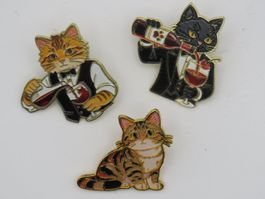 3er Set KATZEN PINS - der Hingucker - das Ideale Geschenk