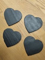 Untersetz, 4er Set Herz aus Schiefer, NEU!