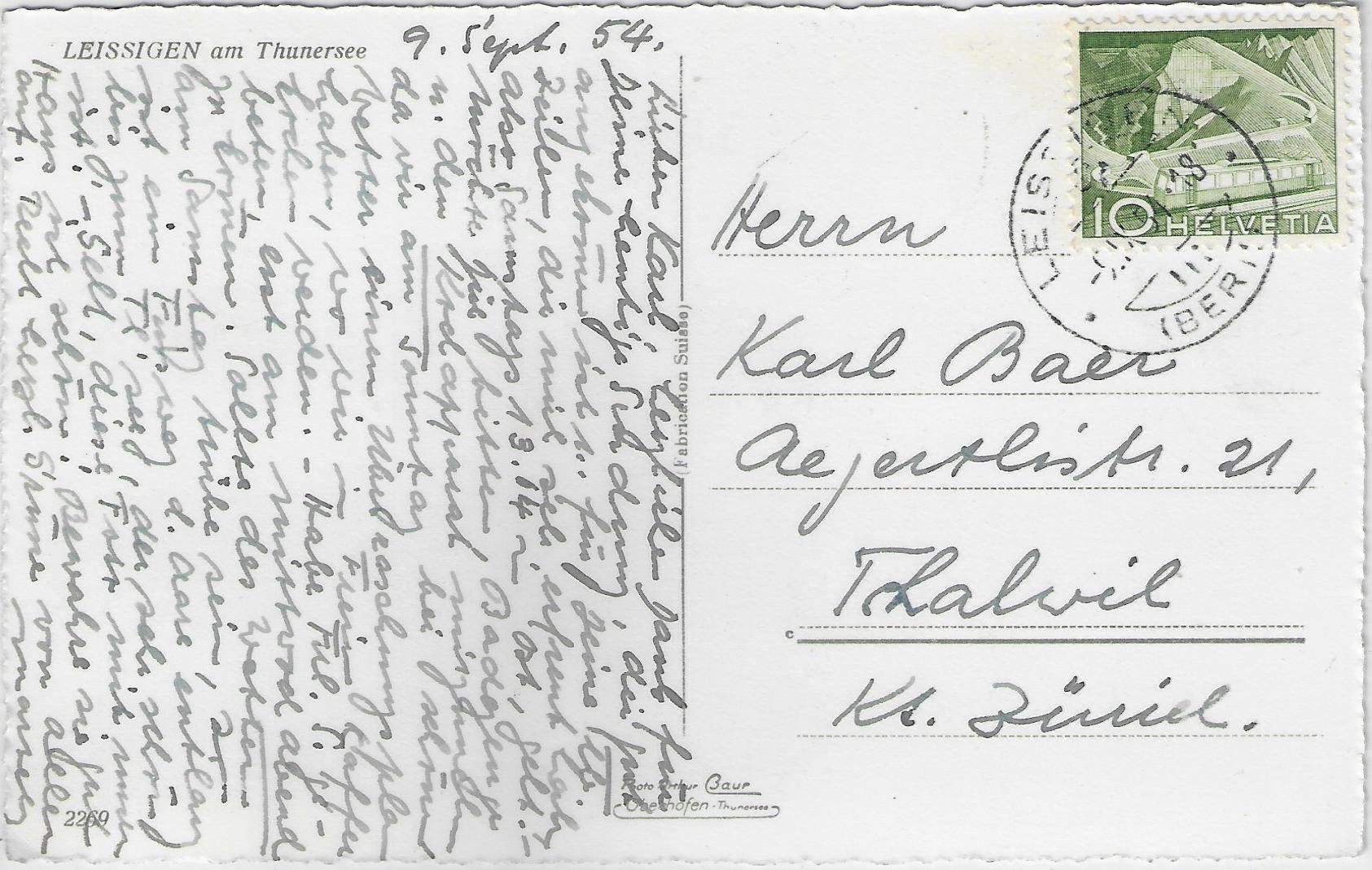 Cartoline postali: Leissingen am Thunersee – Usato da Ettingen venduto da Kartenplanet 1