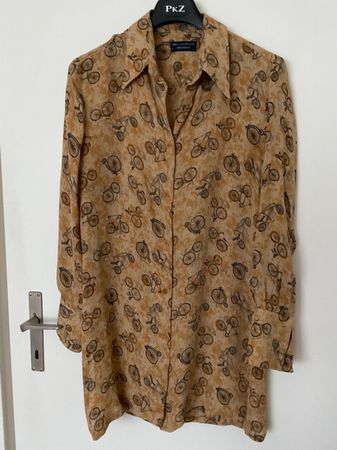 Paul Costelloe 100% Seiden Bluse Gr 38 Veloprint Longbluse