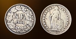 Pièce rare 1/2 Franc Suisse 1909 Argent  ✨
