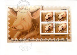 SCHWEIZER TIERSCHUTZ BLOCK SCHWEIN  AUSGABETAG - BR74