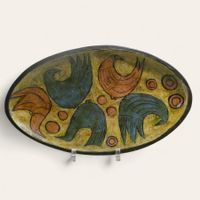 Poterie D'Arve (France). Plat en céramique vers 1960.