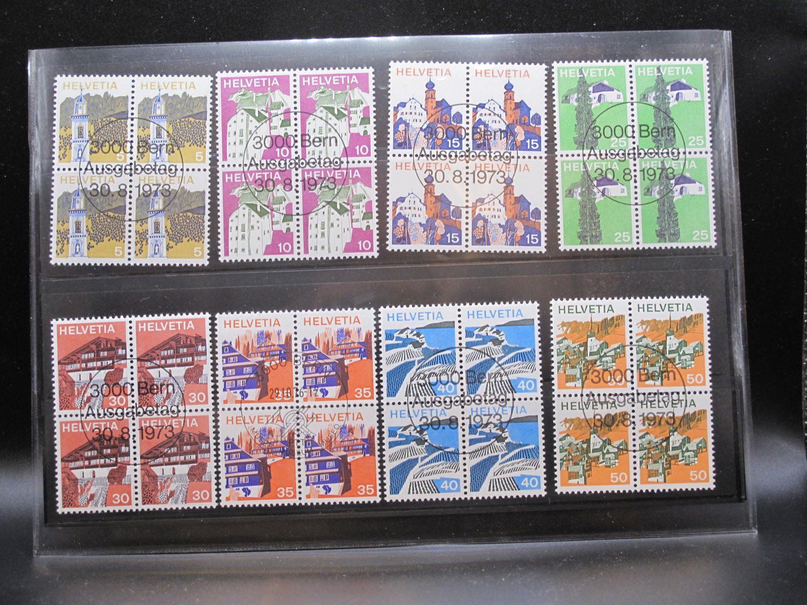 Alle Briefmarken: 1973 / 1975 Landschaftsbilder 4er gest – Gebraucht aus Wil SG von fva01