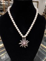Vintage Perlenkette mit seltenem Edelweiss-Anhänger– Zeitlos