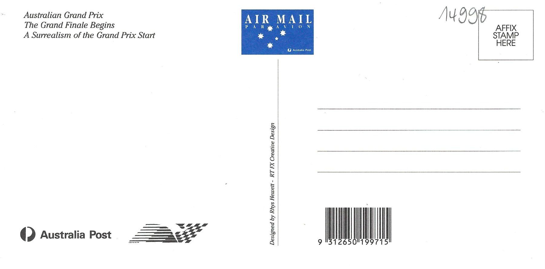 Cartoline postali: Postkarte, GP Australien 1995 – Usato da Aarburg venduto da Hktm 1