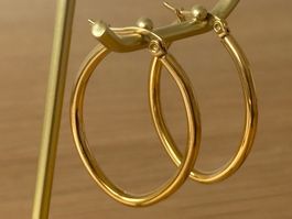 Elegante Creolen Edelstahl Orstecker Ohrschmuck Farbe :Gold