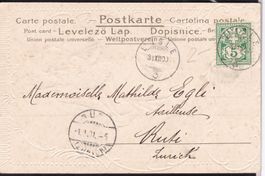 Jahrhundert-Siècle-AK L'Isle VD 31.XII.00 à Rüti ZH 1.1.1
