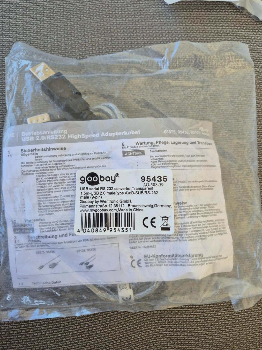 Unità & Adattatore: Goobay USB 2.0 auf RS232 Adapterkabel 1.5m neu – Nuovo e nell'imballaggio originale da Romanshorn venduto da sch_8zdv