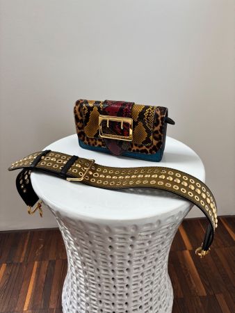 BURBERRY Umhängetasche Leder gelb ,rot blau mit 2 Träger