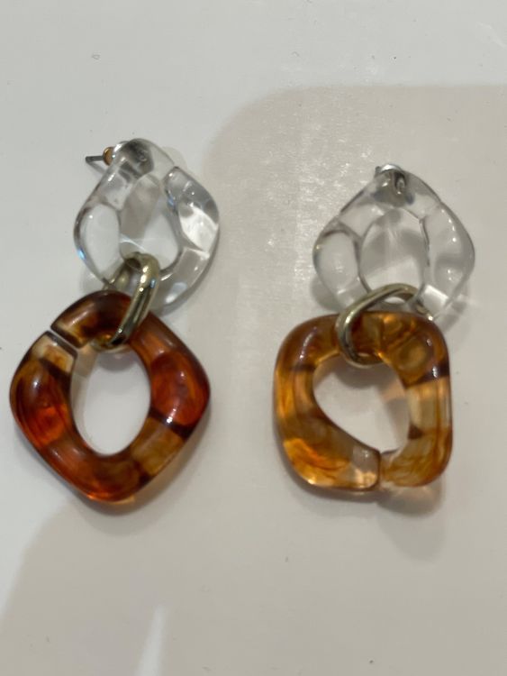 Boucles D'oreilles Clips En Plastique Granite - Occasion état Neuf - Bijoux Fantaisie