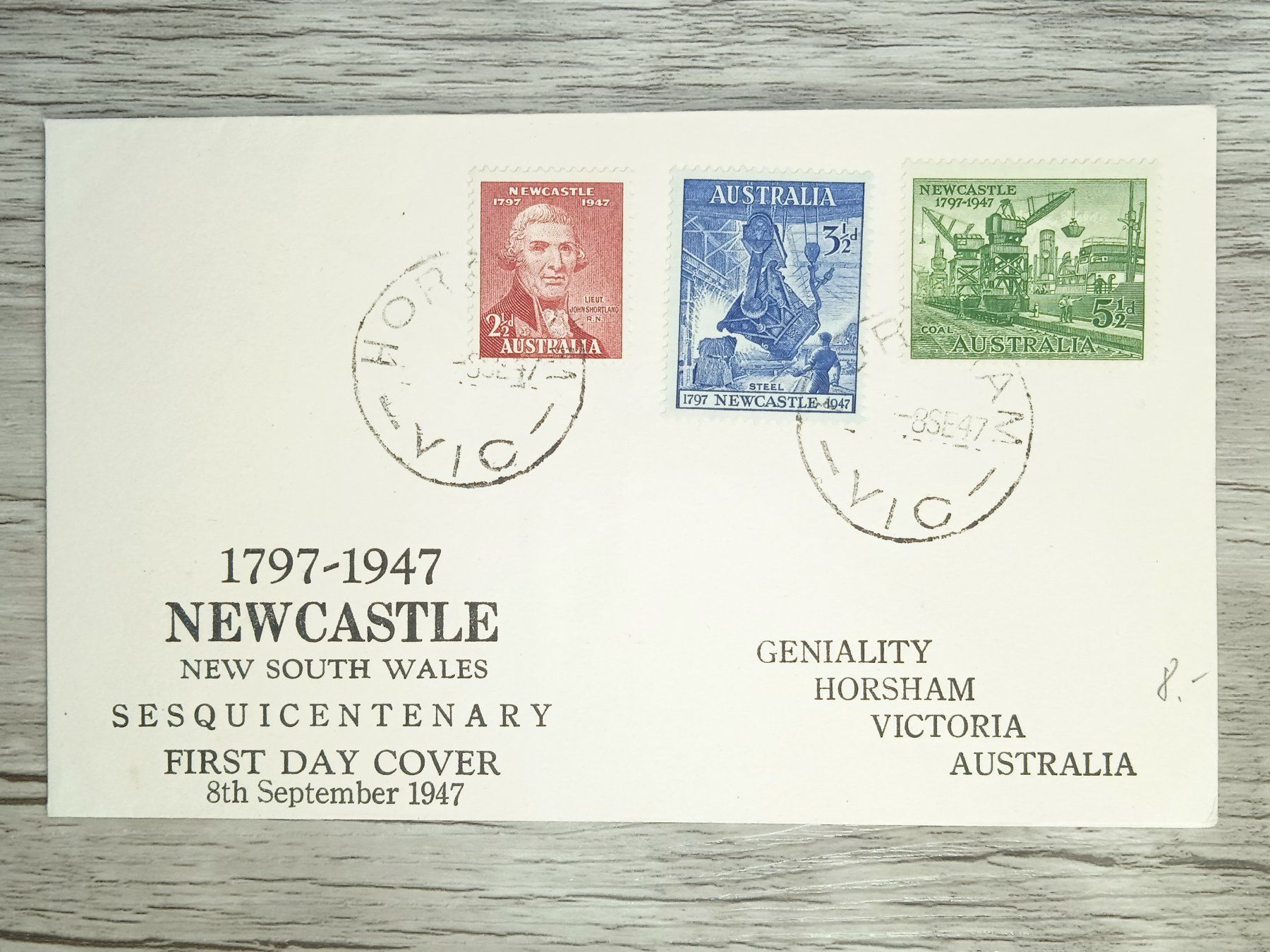 Tutti i francobolli: TR80 Enveloppe + Timbre Australie 1947 – Usato da Cousset venduto da Patrick_Collections
