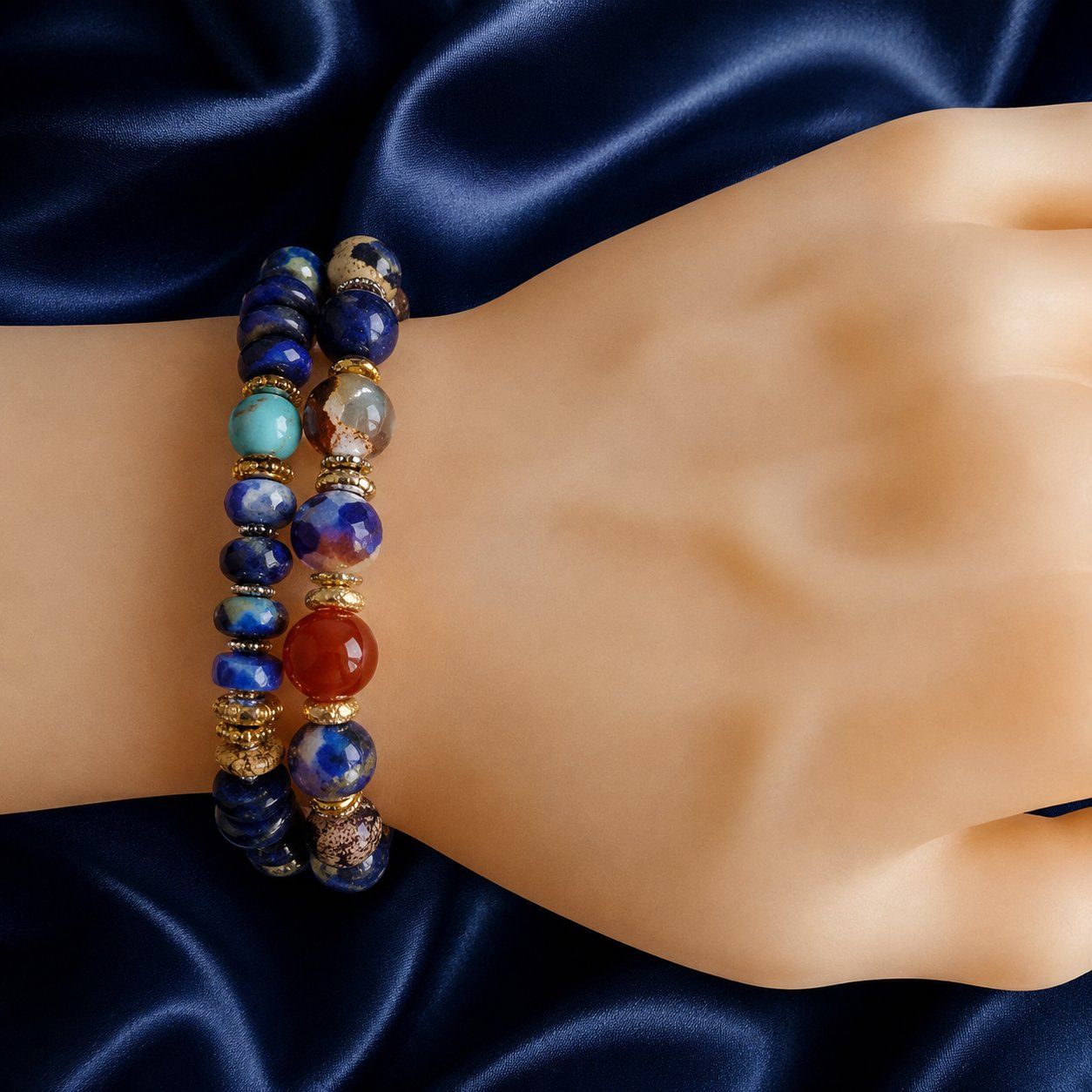 Bracelets: Armband - Set - Muranoblas - Lapislazuli  elastisch Unikat – Neuf avec emballage d'origine à Lütisburg par Emarra