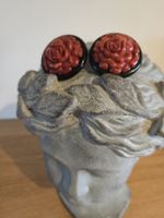 Vintage Ohrclips, Rosen Design, Herbst Accessoire.