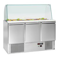 Saladette mit Glasaufsatz- 1368mm - 3 Türen - mit hohem Glas