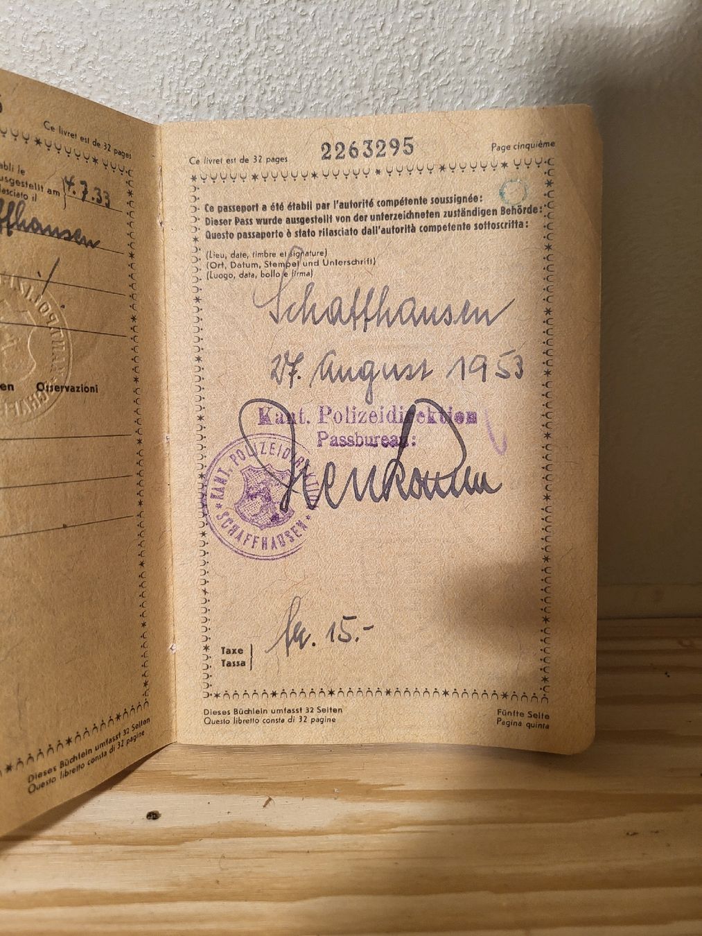 Documenti: Alter Schweizer Pass (1956) mit Geschichte – Usato da Zürich venduto da  3