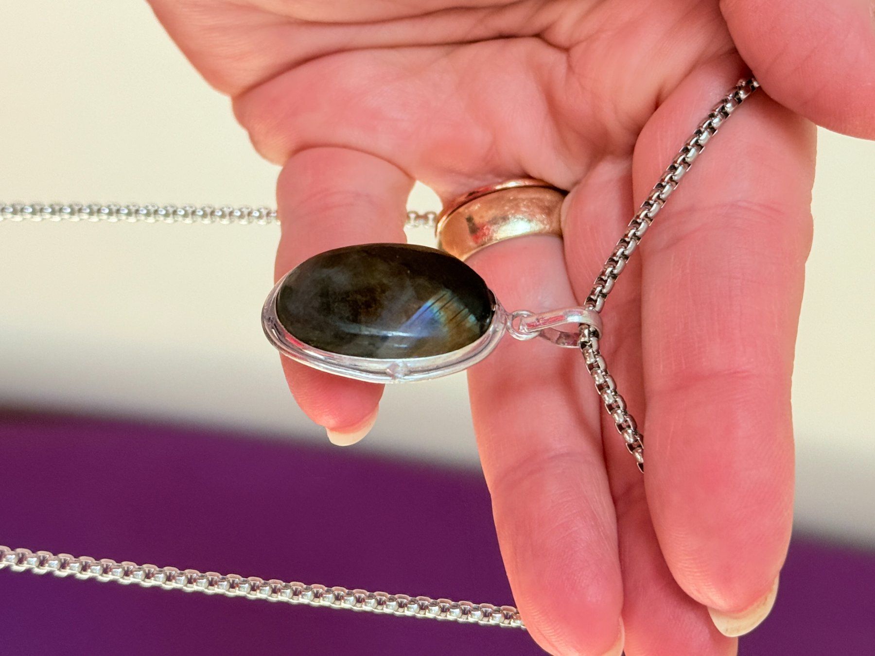 Catenine: Collier Labradorite  - Élégant bijou! – Nuovo e nell'imballaggio originale da Genève venduto da AGBERG 6