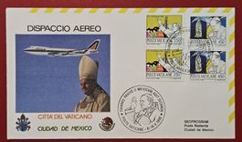 VATIKAN FLUGPOST PAPST AL ITALIA FLUG ROM CDMX MEXICO 1990