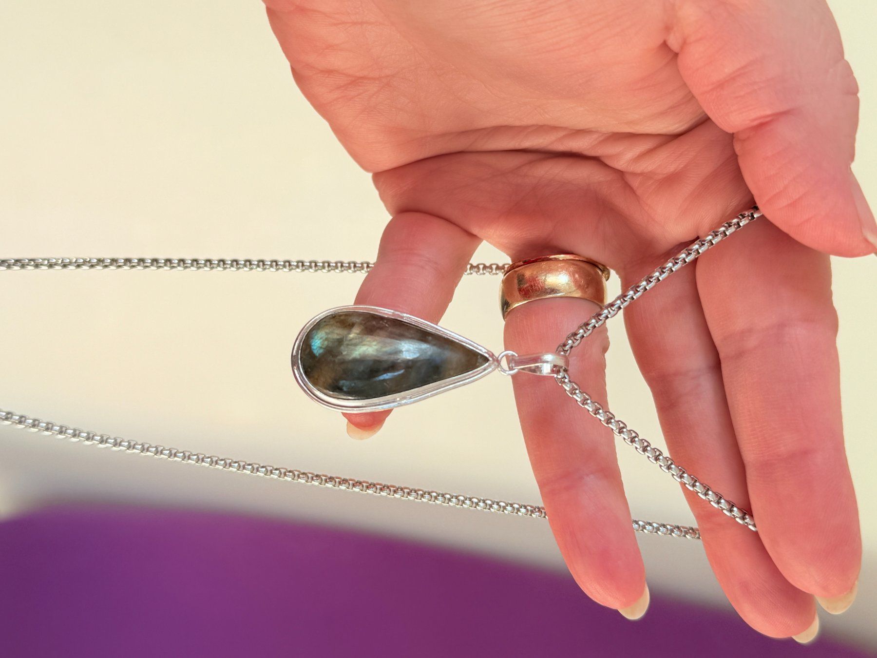 Catenine: Collier Labradorite  - Élégant bijou! – Nuovo e nell'imballaggio originale da Genève venduto da AGBERG 8