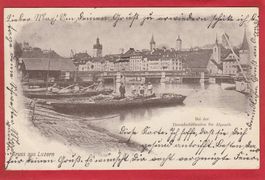 LUZERN, DAMPFSCHIFFSTATION FÜR ALPNACH, LASTKAHN, 1899