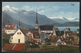 AK Zug, Teilansicht mit Kirche