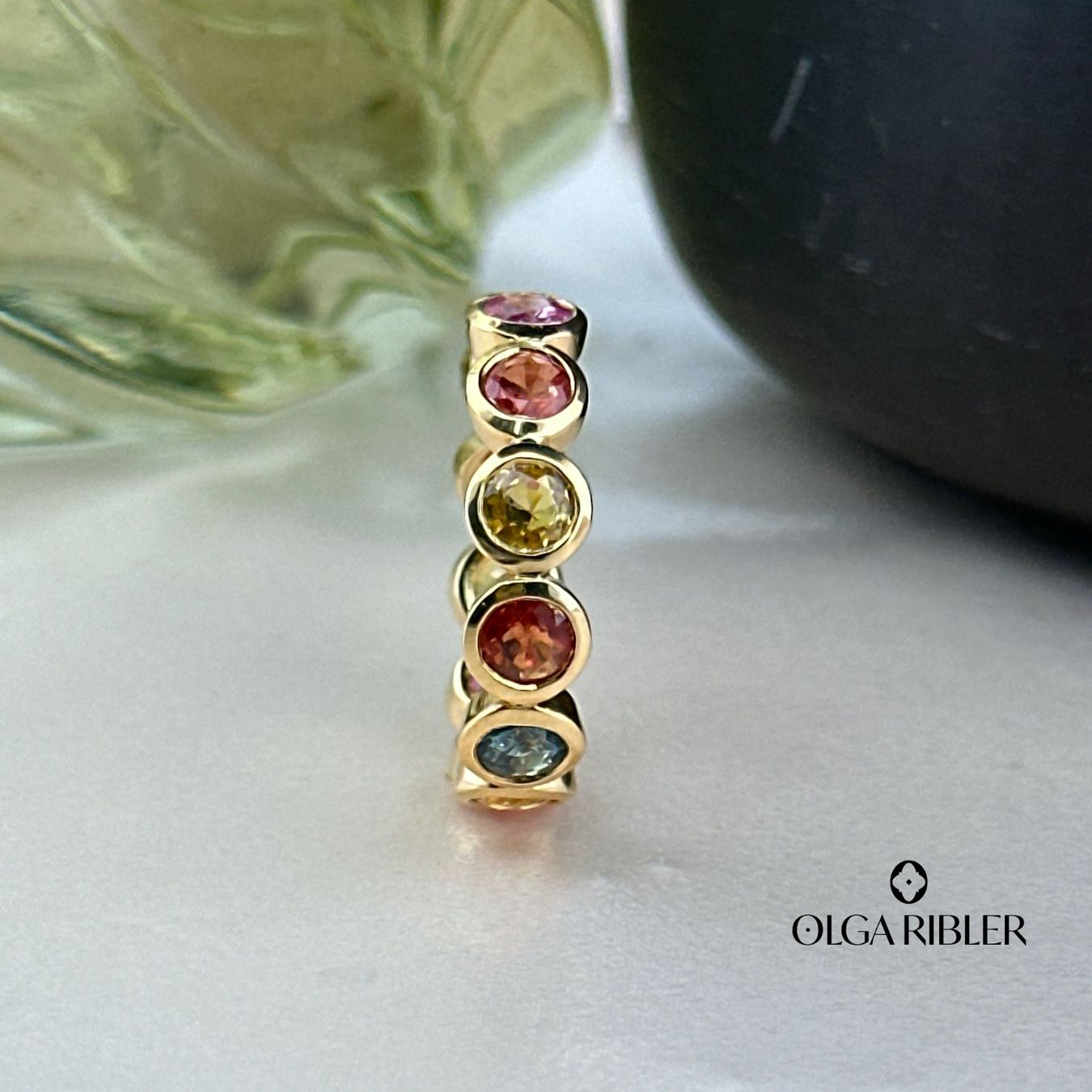 Olga Ribler Bagues: Multisaphir Memory Ring  Silber gelbvergoldet Grösse 54 – Neuf (Voir description) à Luzern par Schmuckoutlet 3
